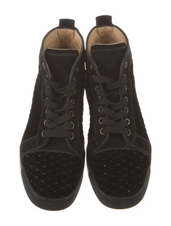 Christian Louboutin Quilted Pattern Velvet Wedge Sneakers