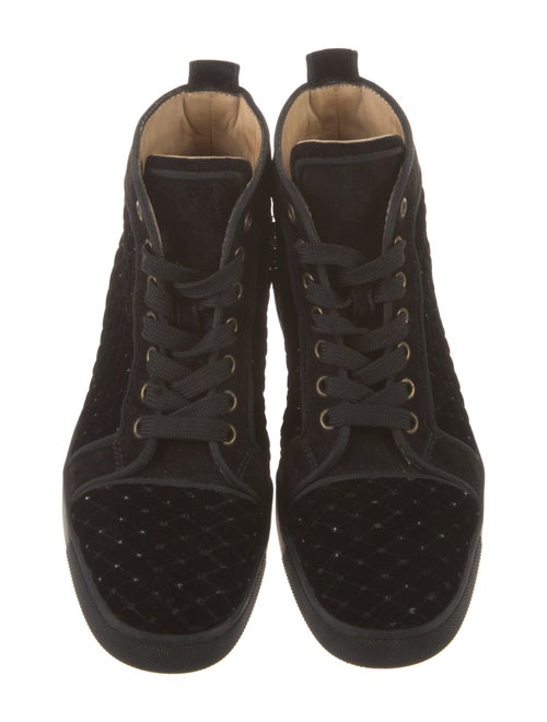 Christian Louboutin Quilted Pattern Velvet Wedge Sneakers