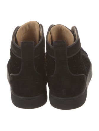 Christian Louboutin Quilted Pattern Velvet Wedge Sneakers