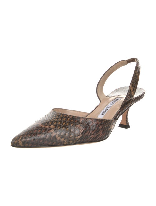 Christian Louboutin Patent Leather Animal Print Slingback Pumps