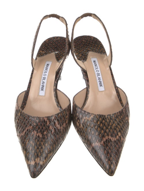 Christian Louboutin Patent Leather Animal Print Slingback Pumps