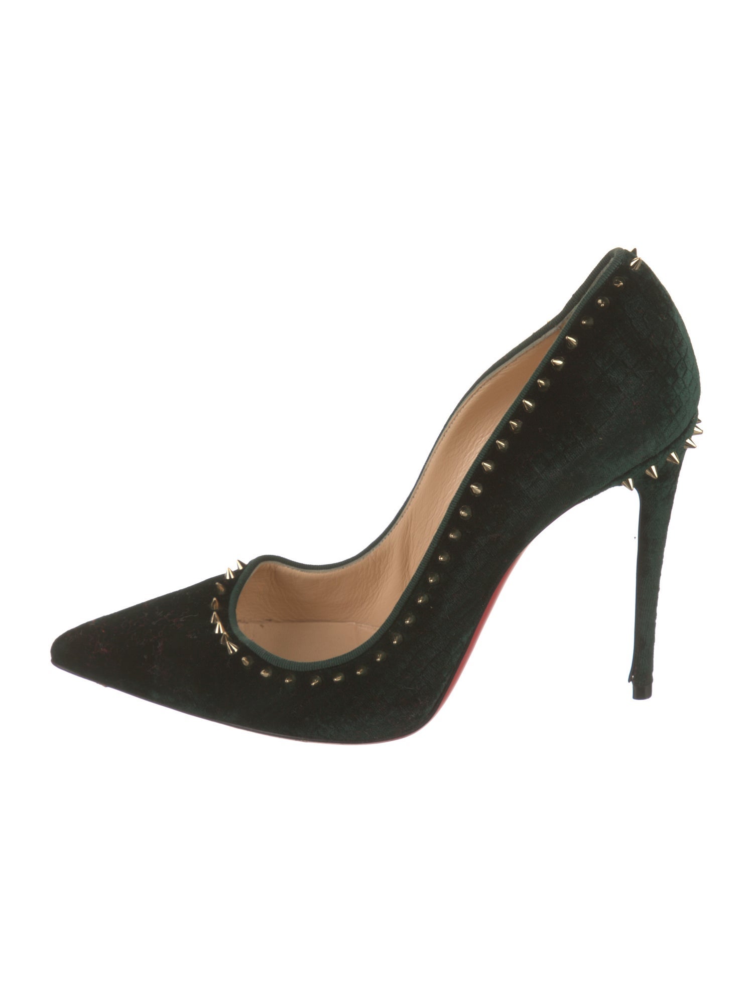 Christian Louboutin Velvet Studded Accents Pumps
