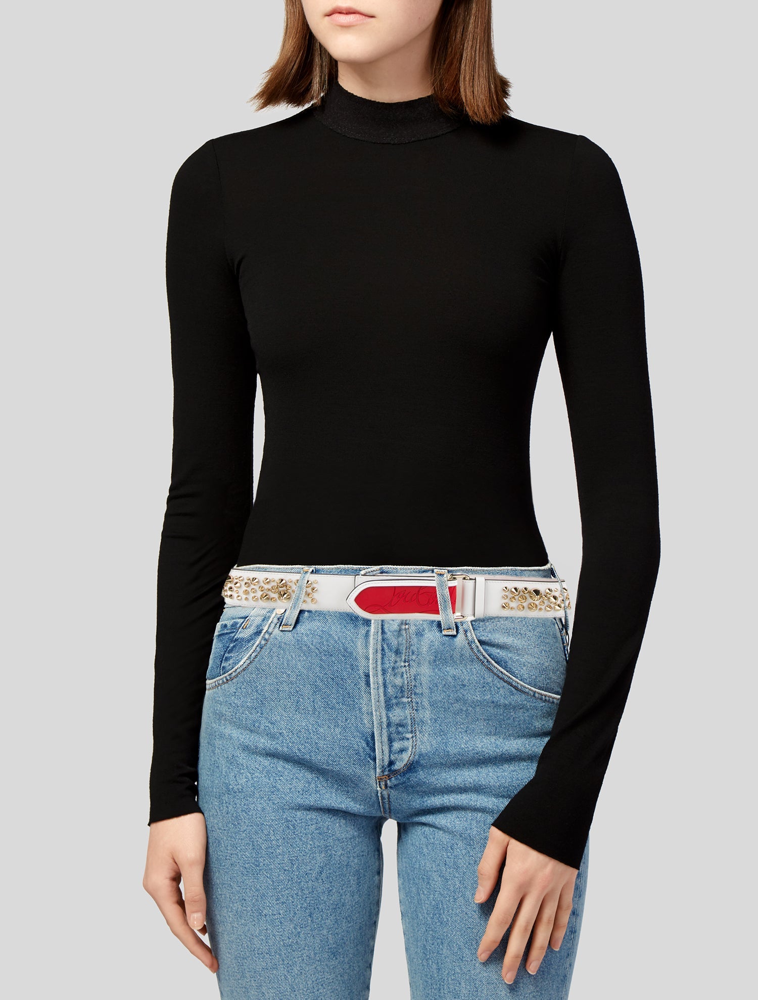Christian Louboutin Spike Accents Leather Belt