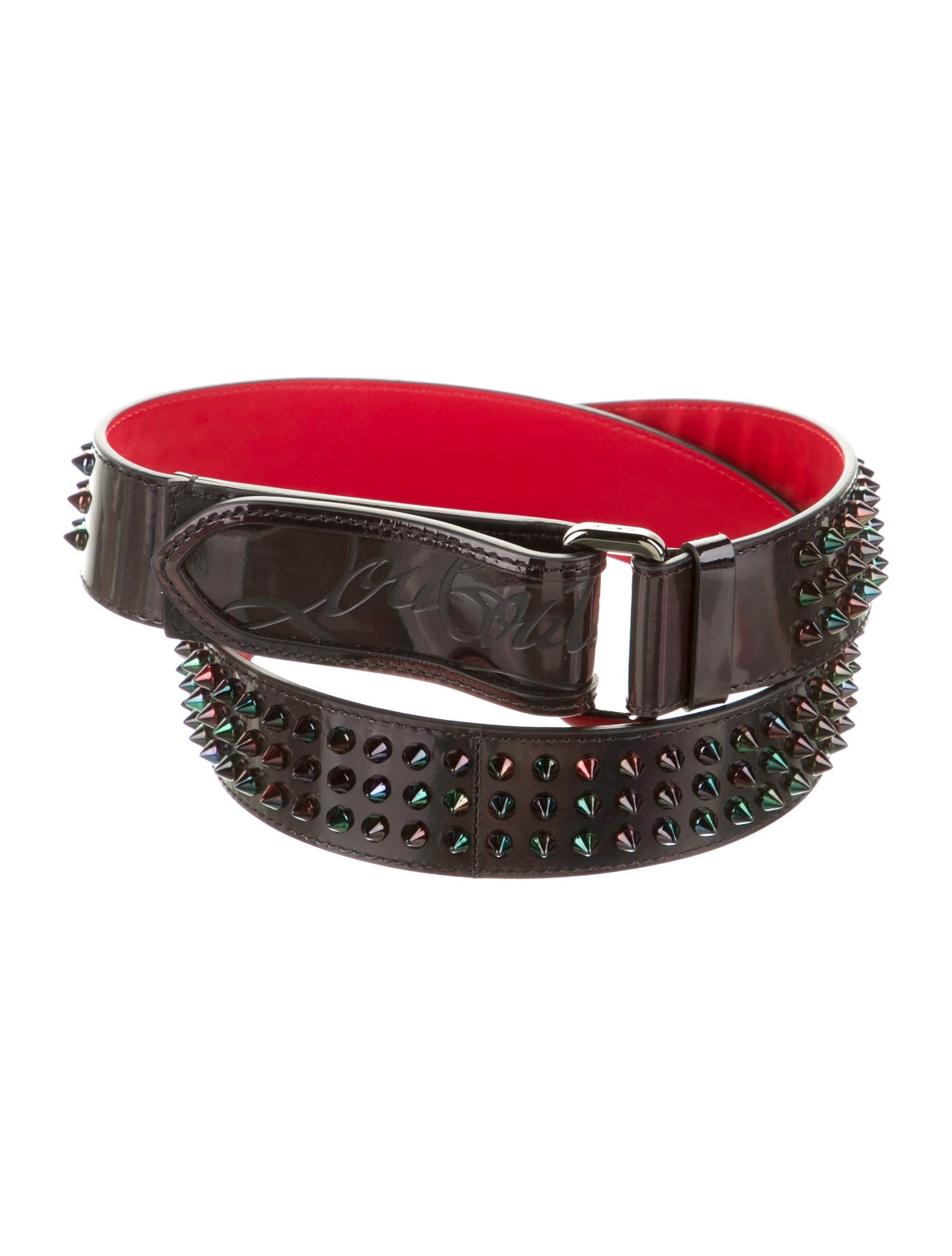 Christian Louboutin Spike Accents Patent Leather Waist Belt