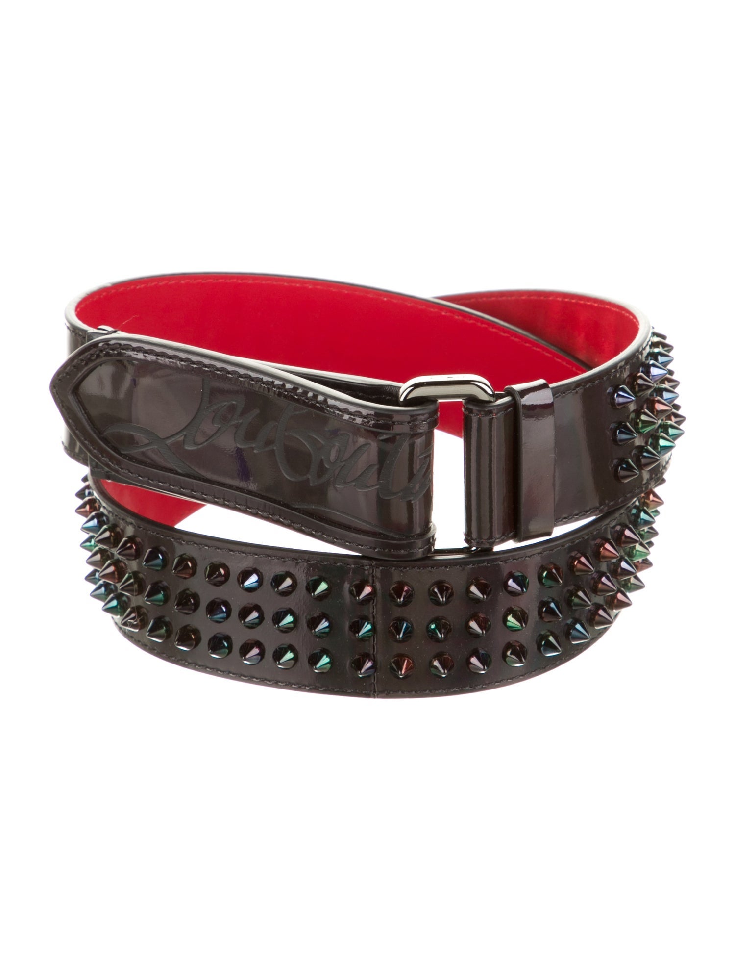 Christian Louboutin Spike Accents Patent Leather Belt
