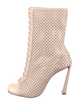 Christian Louboutin Leather Lasercut Accents Lace-Up Boots