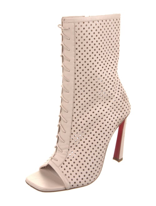 Christian Louboutin Leather Lasercut Accents Lace-Up Boots