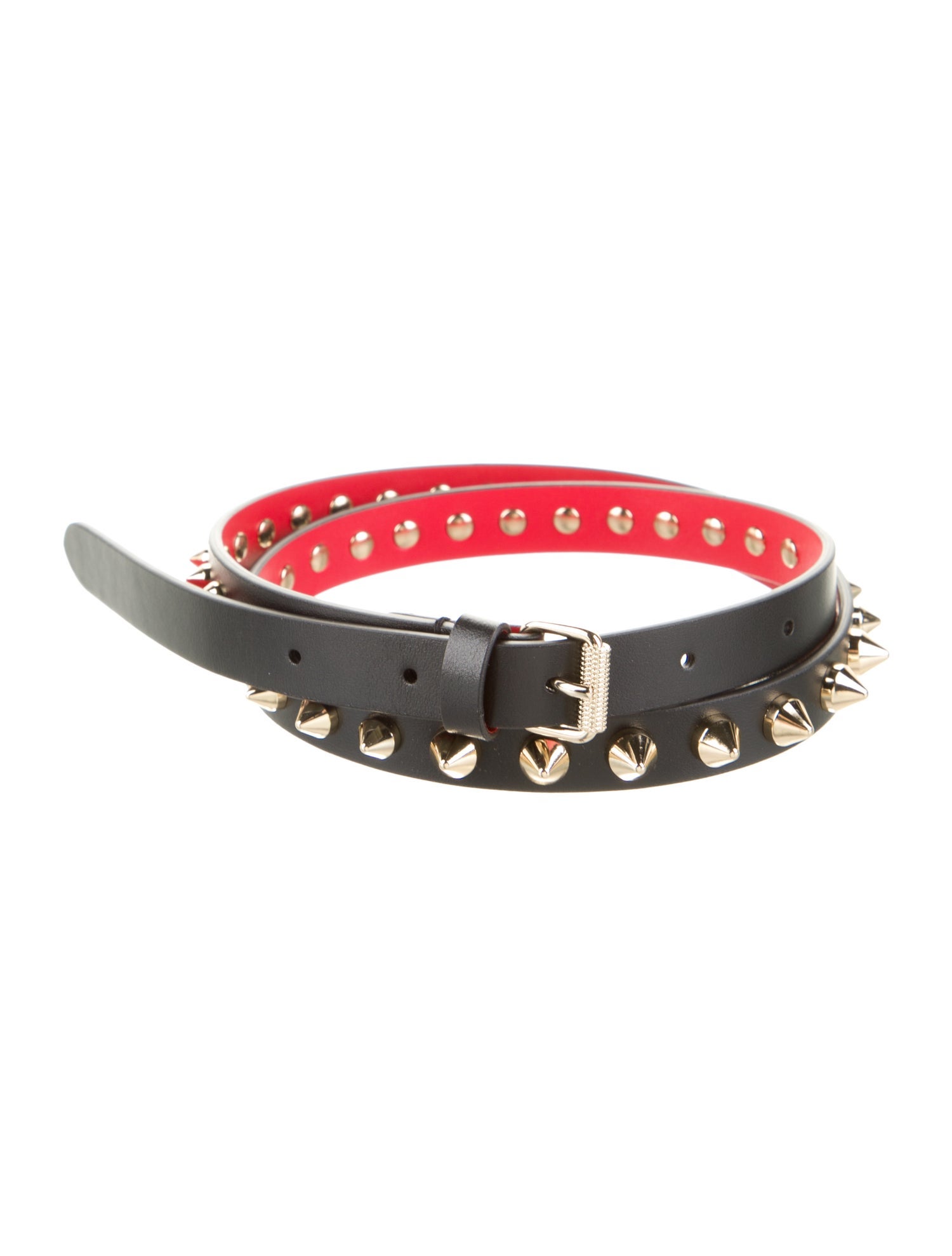Christian Louboutin Spike Accents Skinny Belt