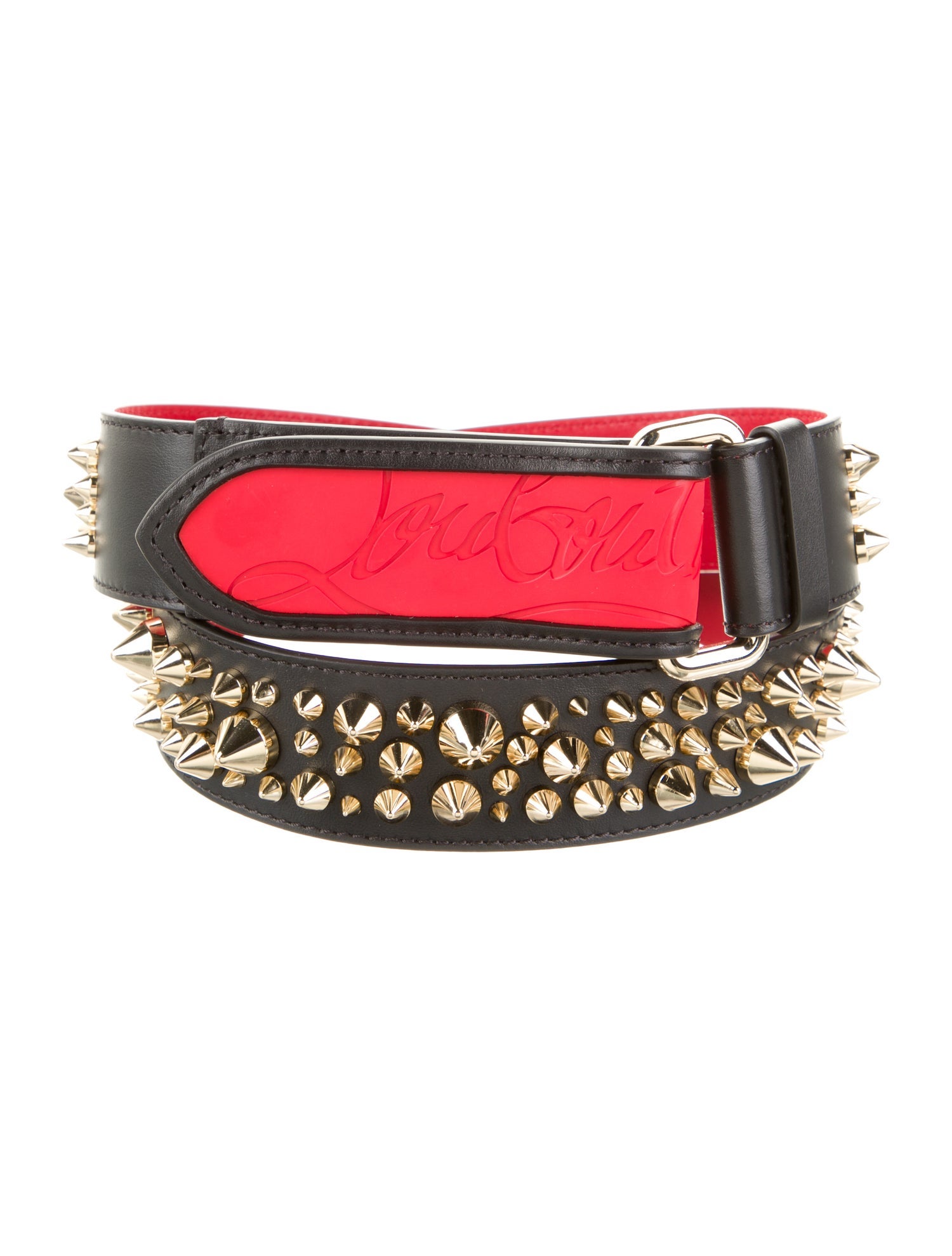 Christian Louboutin Spike Accents Leather Waist Belt
