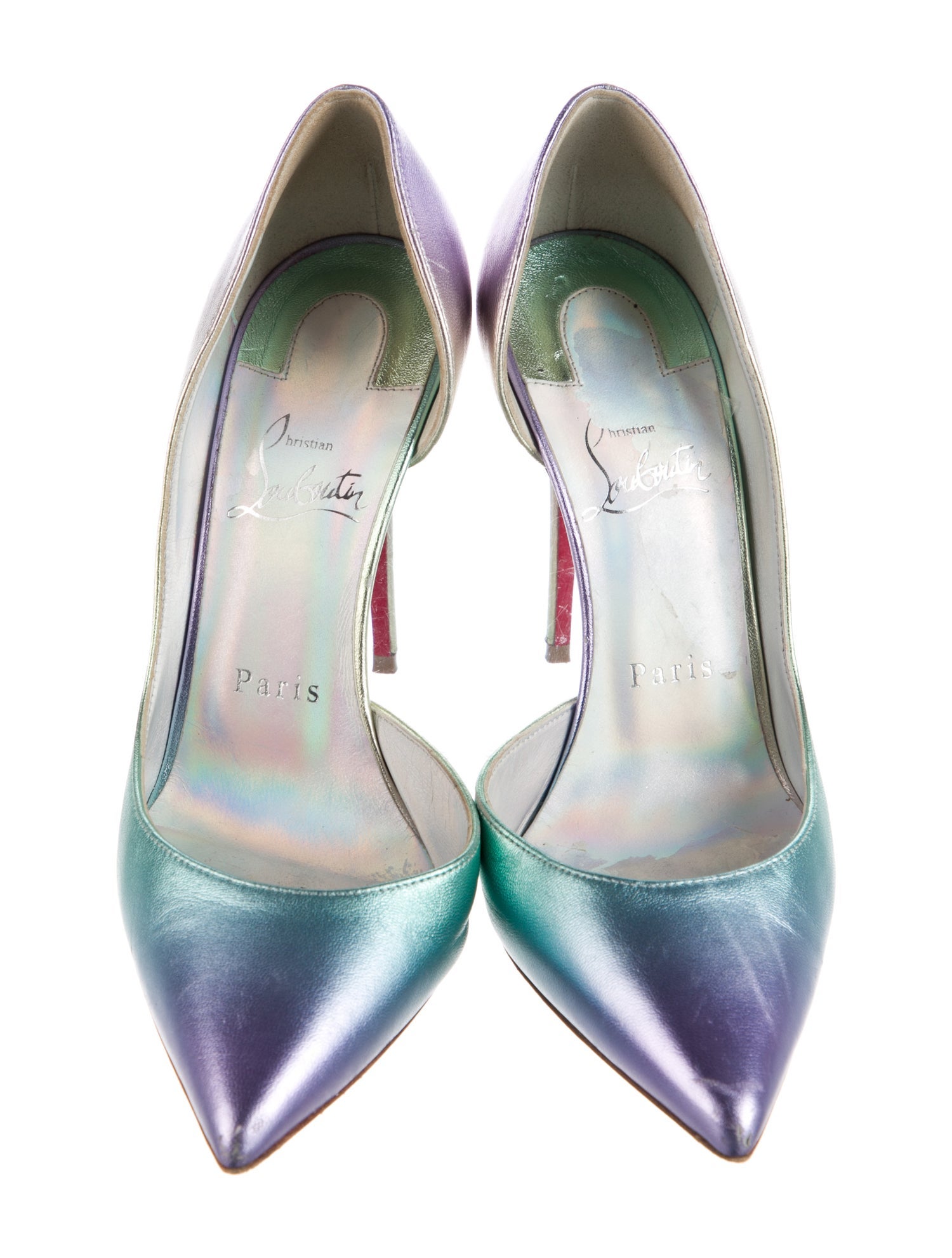 Christian Louboutin Leather Tie-Dye Print D'Orsay Pumps