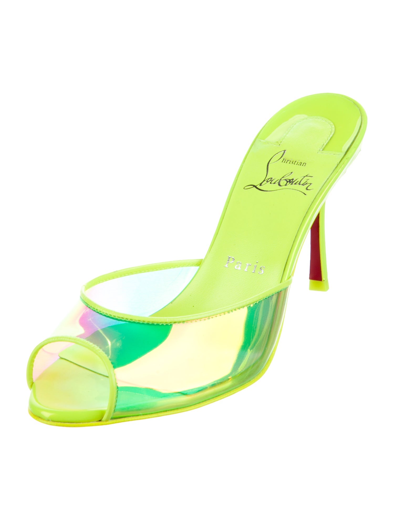 Christian Louboutin PVC Leather Trim Embellishment Slides