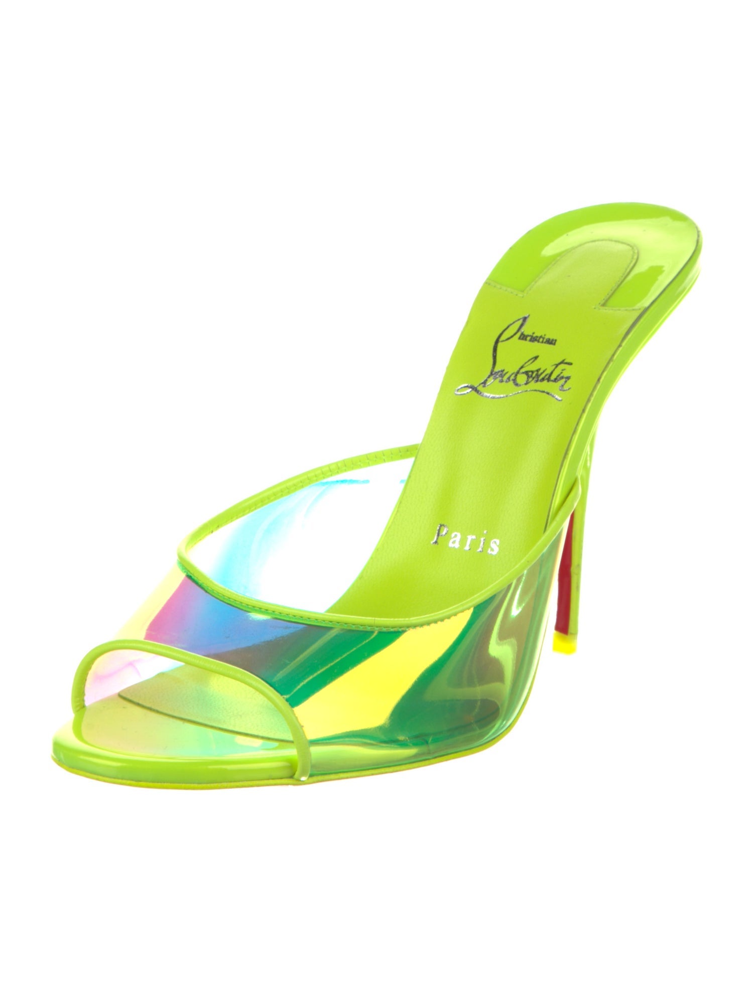 Christian Louboutin PVC Leather Trim Embellishment Slides