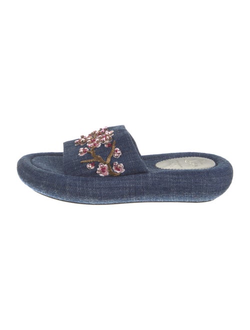 Christian Louboutin Denim Floral Print Slides