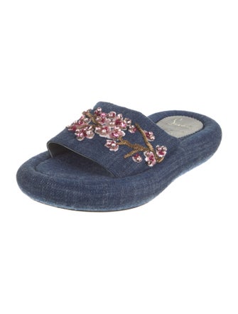 Christian Louboutin Denim Floral Print Slides