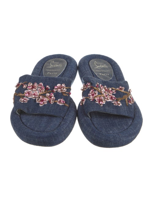 Christian Louboutin Denim Floral Print Slides