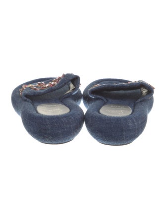 Christian Louboutin Denim Floral Print Slides