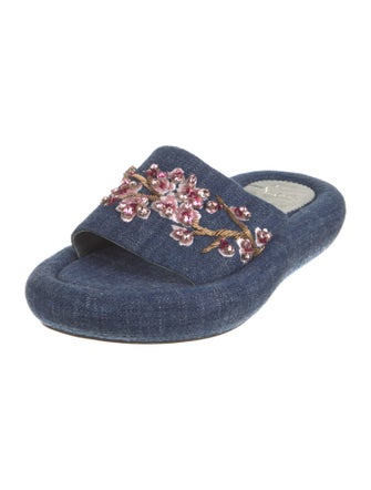 Christian Louboutin Denim Floral Print Slides
