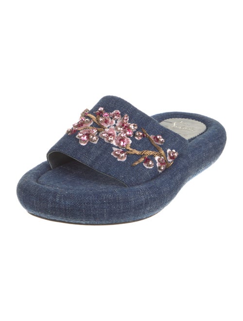 Christian Louboutin Denim Floral Print Slides