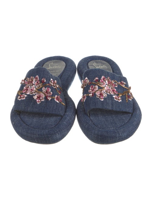 Christian Louboutin Denim Floral Print Slides