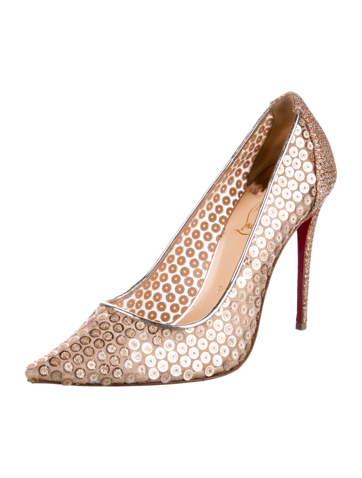 Christian Louboutin Mesh Sequin Embellishments Pumps