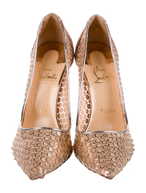 Christian Louboutin Mesh Sequin Embellishments Pumps