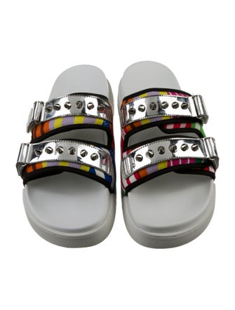 Christian Louboutin Spike Accents Canvas Sandals