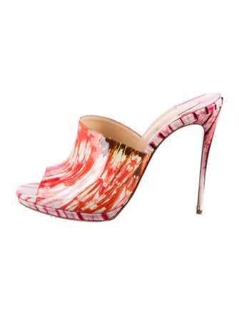 Christian Louboutin Patent Leather Printed Slides
