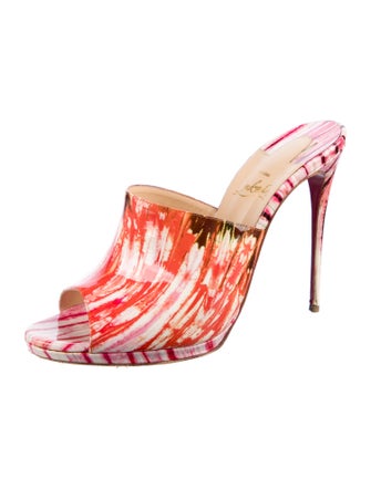 Christian Louboutin Patent Leather Printed Slides