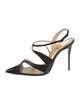 Christian Louboutin Patent Leather Mesh Accents Slingback Pumps