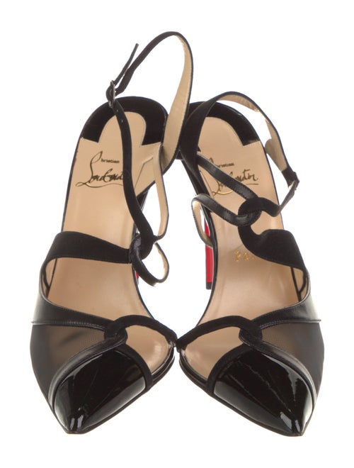 Christian Louboutin Patent Leather Mesh Accents Slingback Pumps