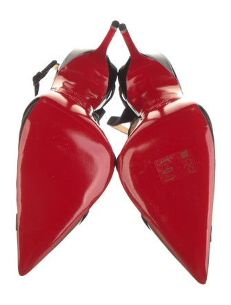 Christian Louboutin Patent Leather Mesh Accents Slingback Pumps