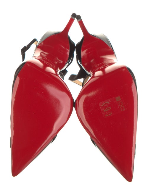 Christian Louboutin Patent Leather Mesh Accents Slingback Pumps