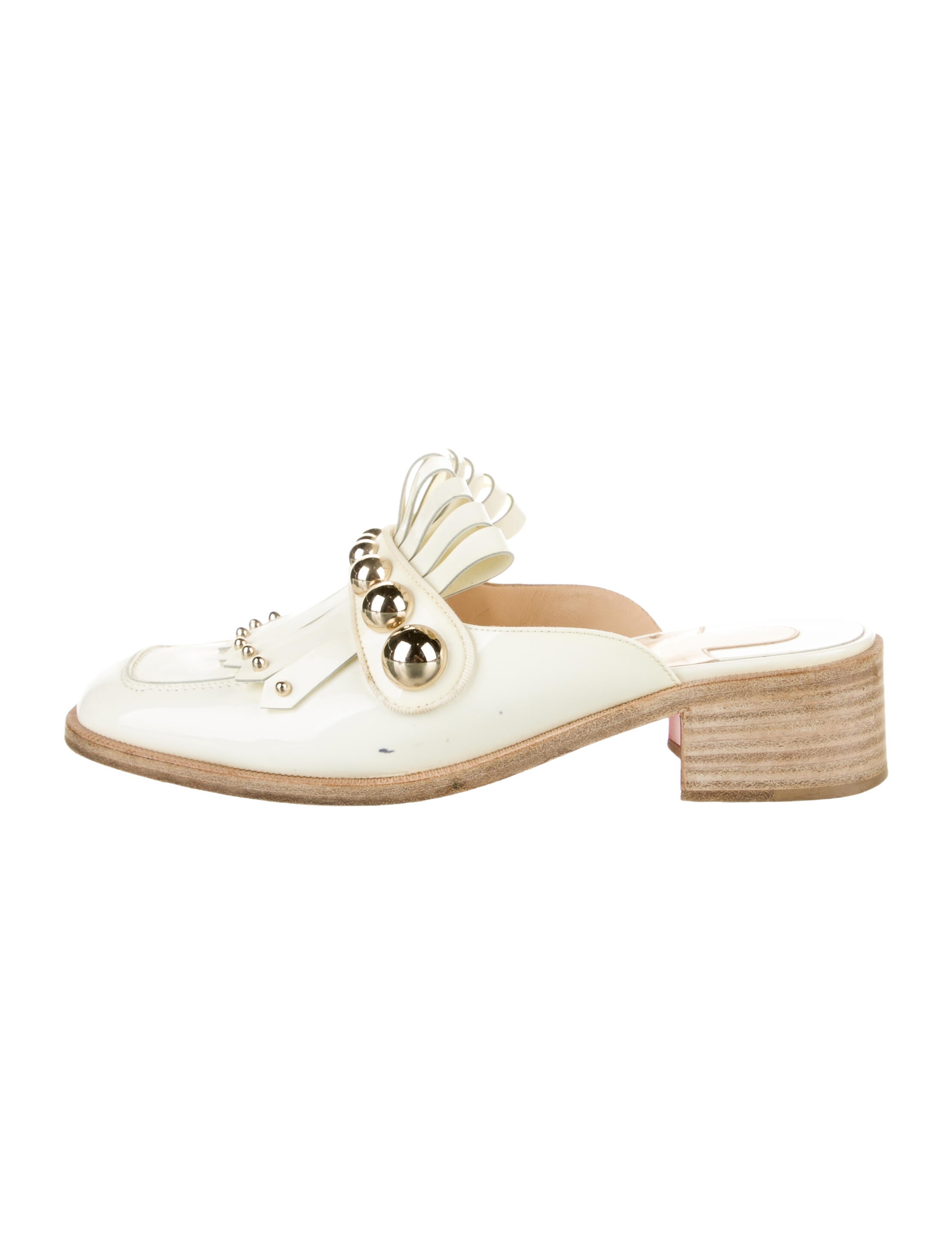 Christian Louboutin Patent Leather Studded Accents Mules