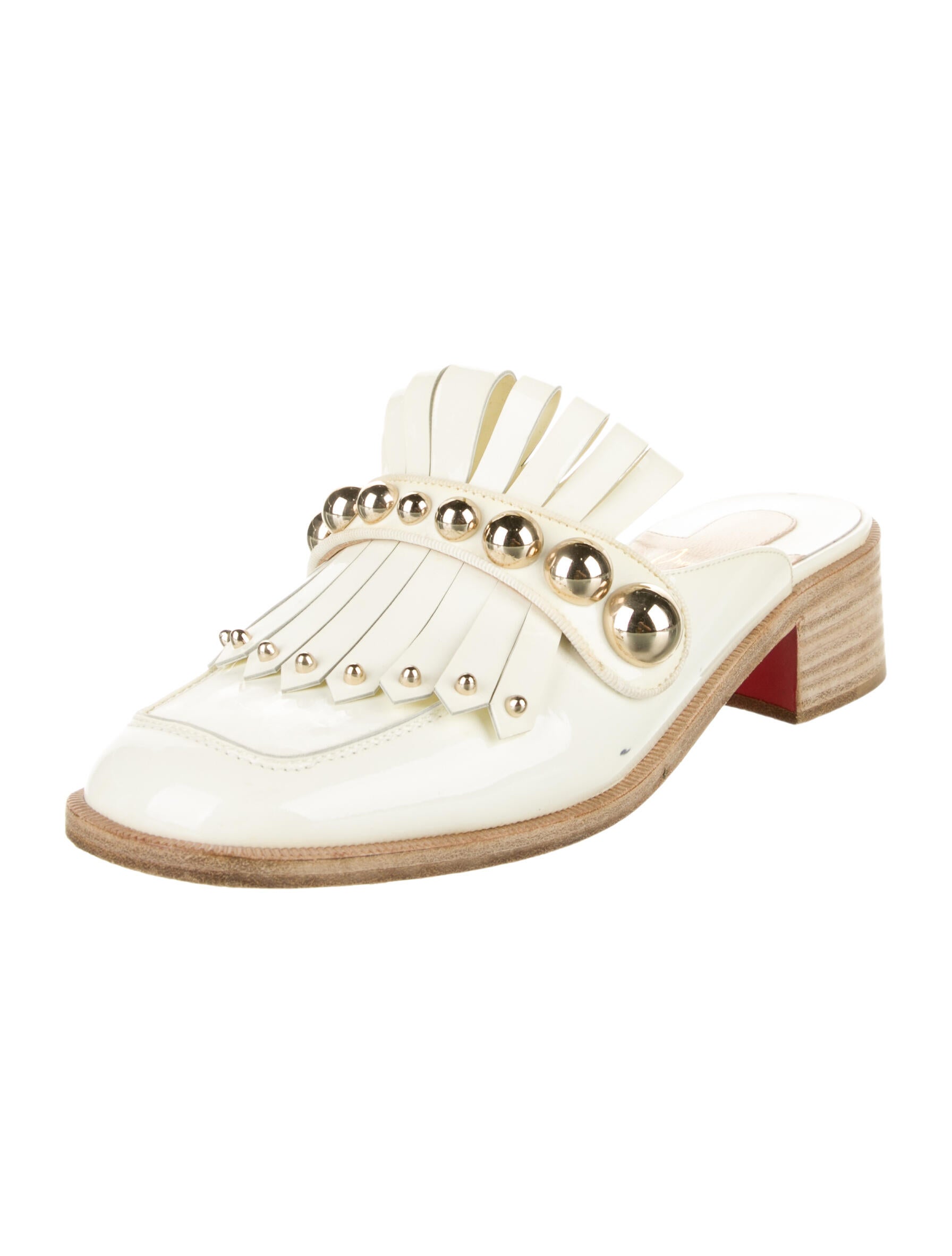 Christian Louboutin Patent Leather Studded Accents Mules