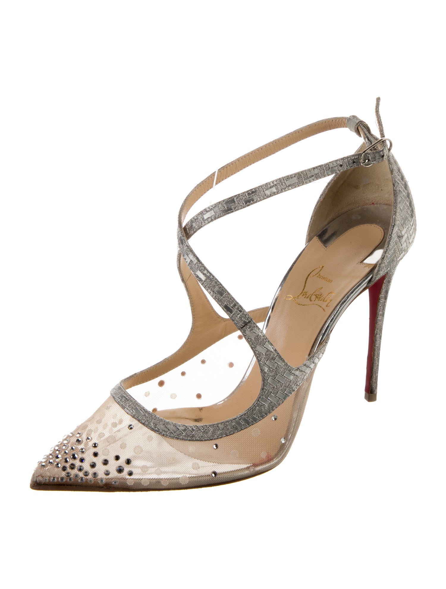 Christian Louboutin Mesh Mesh Accents T-Strap Pumps