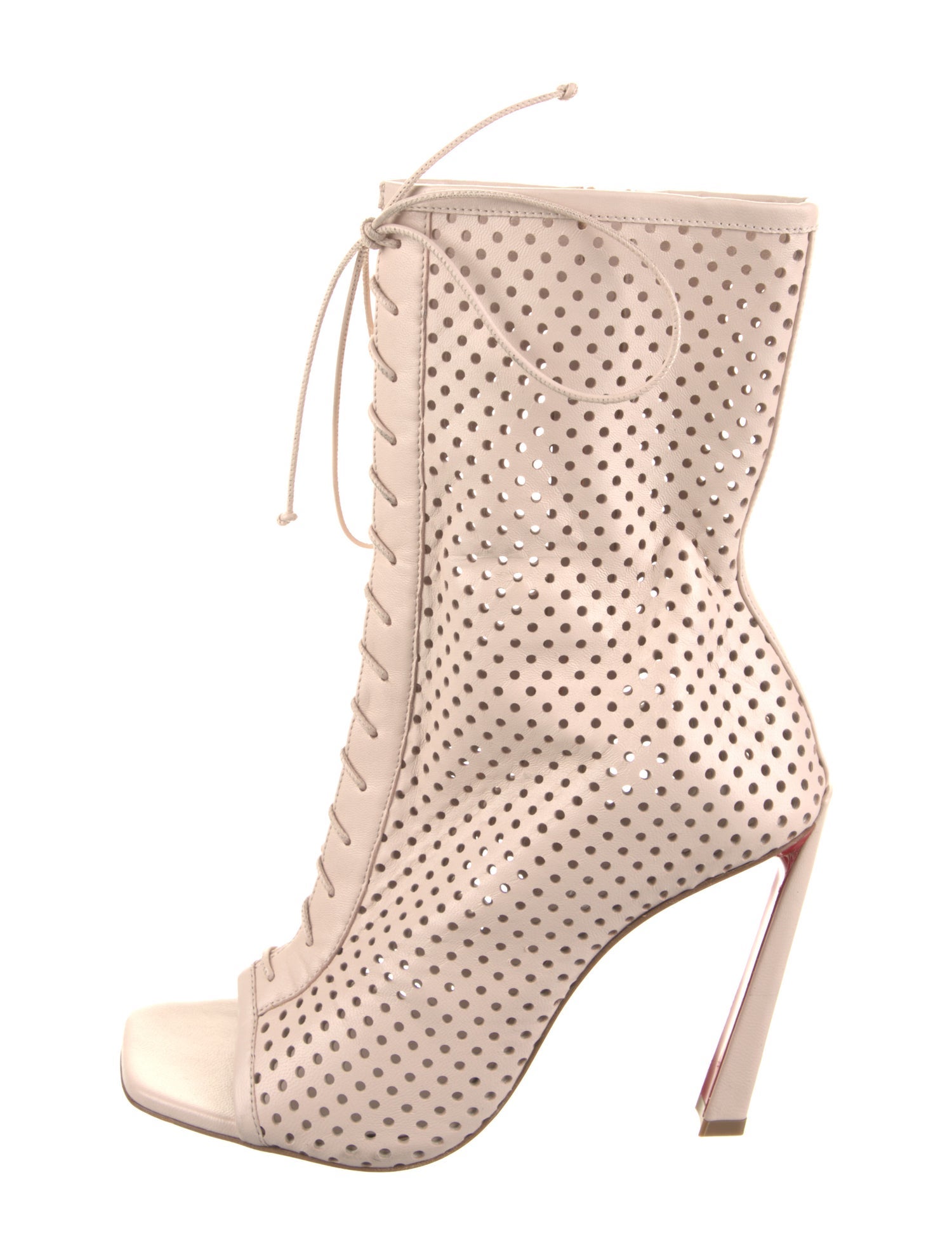 Christian Louboutin Leather Lasercut Accents Lace-Up Boots