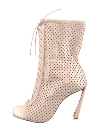 Christian Louboutin Leather Lasercut Accents Lace-Up Boots