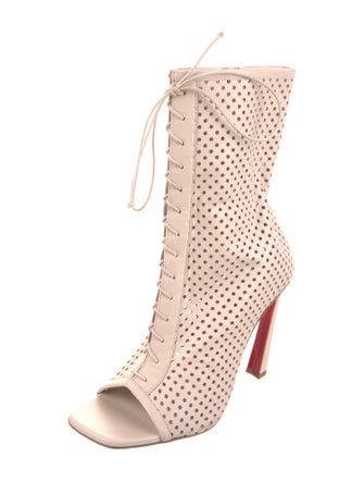 Christian Louboutin Leather Lasercut Accents Lace-Up Boots