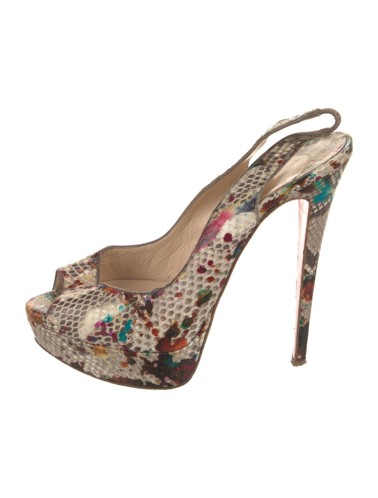 Christian Louboutin Snakeskin Animal Print Slingback Pumps
