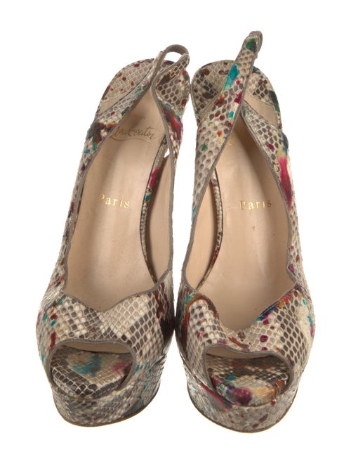 Christian Louboutin Snakeskin Animal Print Slingback Pumps