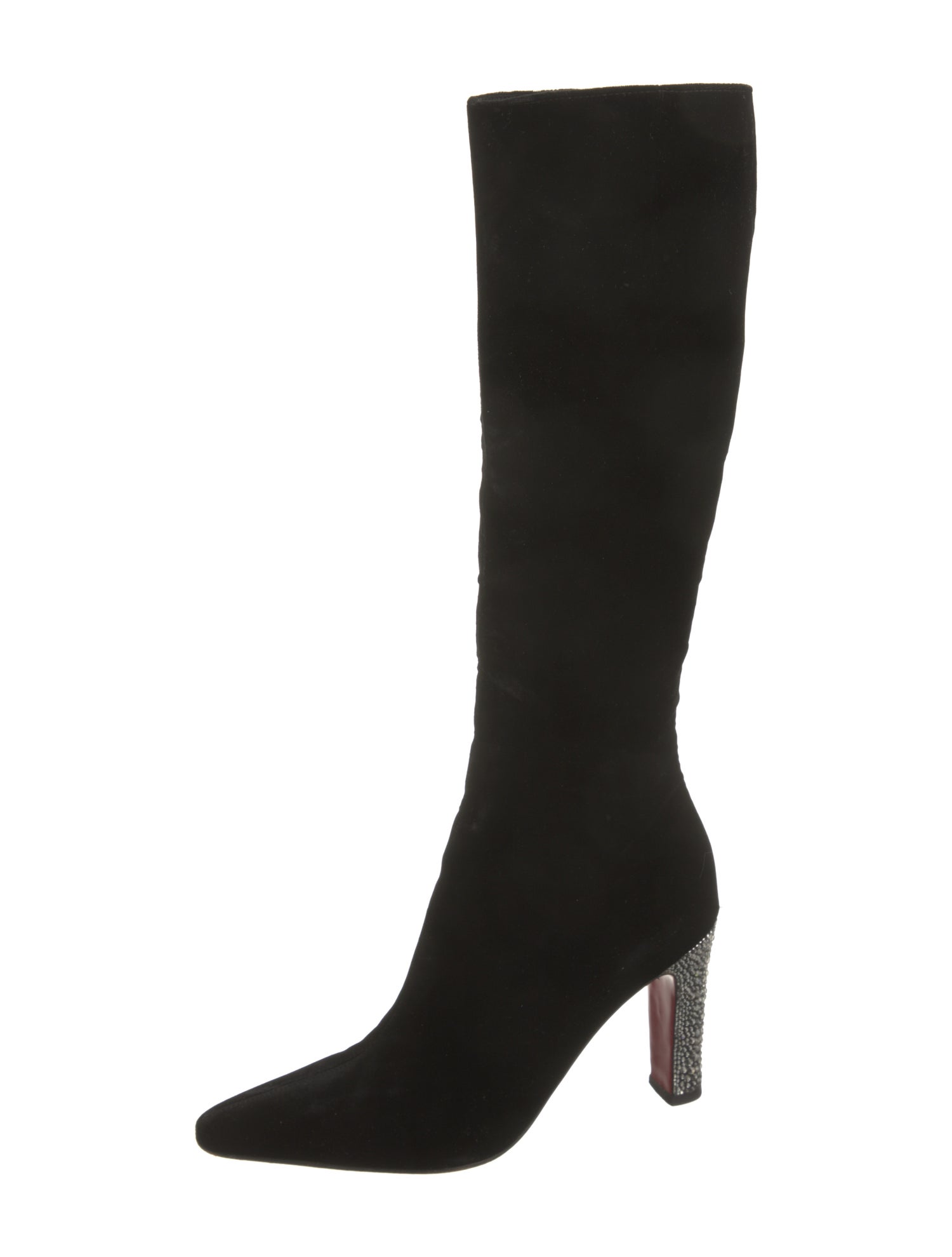 Christian Louboutin Velvet Crystal Embellishments Boots