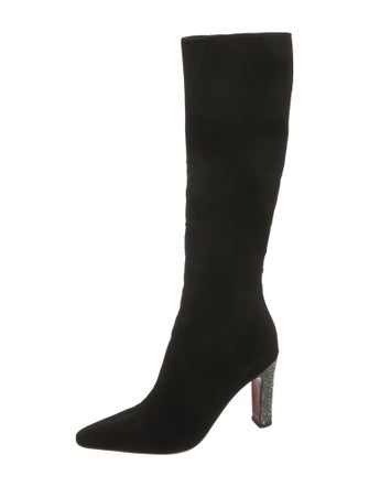 Christian Louboutin Velvet Crystal Embellishments Boots