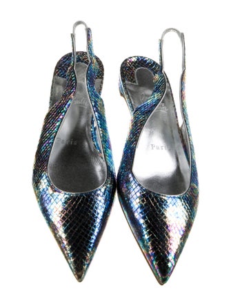 Christian Louboutin Embossed Leather Slingback Flats