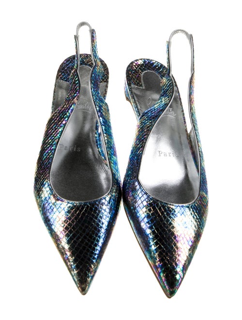 Christian Louboutin Embossed Leather Slingback Flats