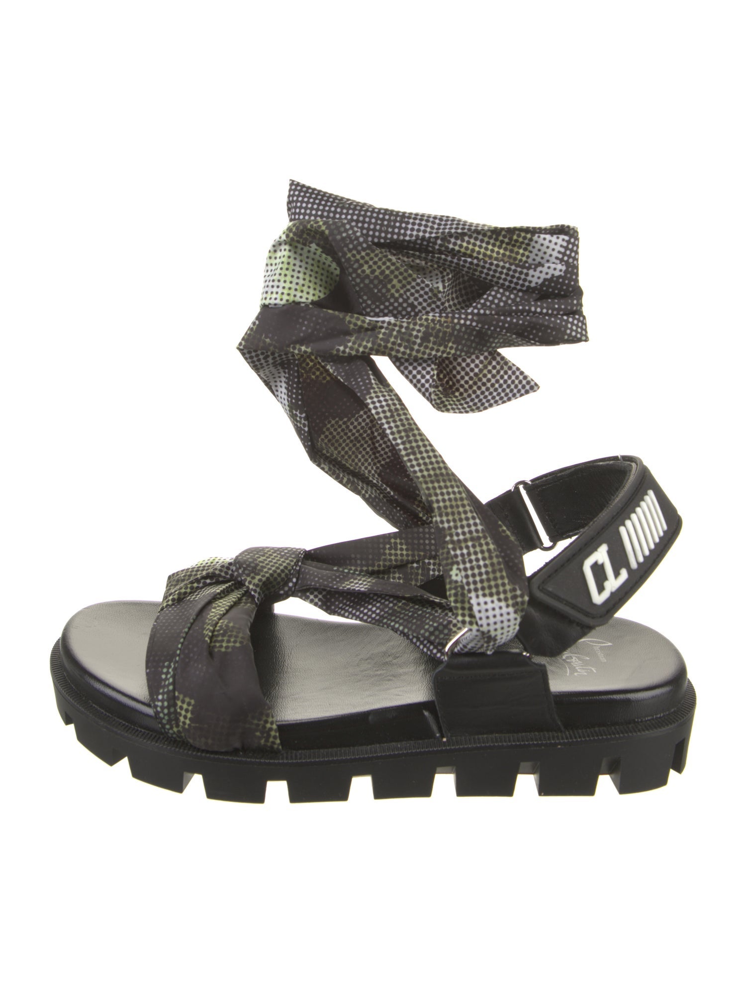 Christian Louboutin Satin Printed Slingback Sandals