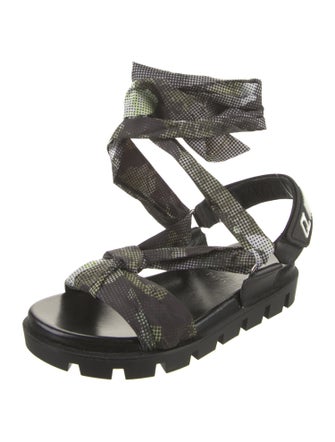 Christian Louboutin Satin Printed Slingback Sandals