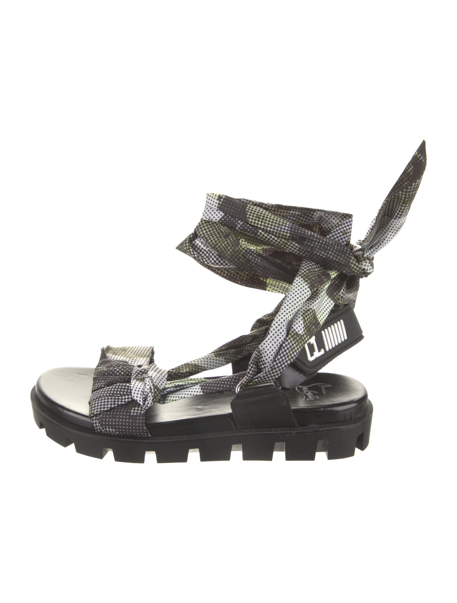 Christian Louboutin Leather Polka Dot Print Slingback Sandals