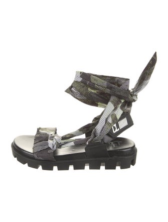 Christian Louboutin Leather Polka Dot Print Slingback Sandals