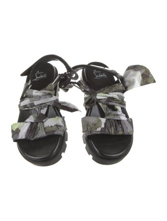 Christian Louboutin Leather Polka Dot Print Slingback Sandals