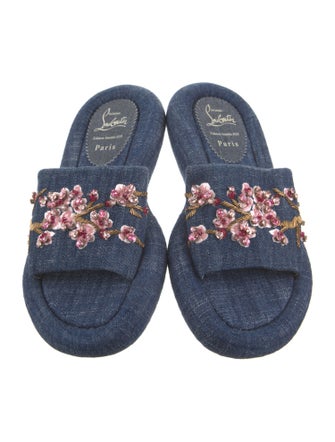 Christian Louboutin Denim Floral Print Espadrilles